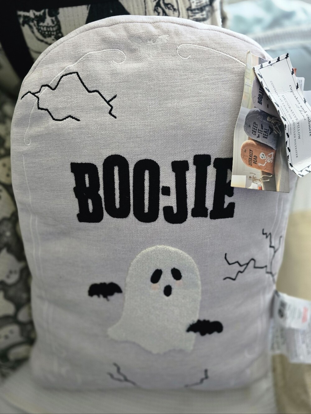 cupcakes and cashmere halloween tombstone ghost pillow
